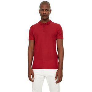 TRENDYOL Herenpoloshirt, dunne pasvorm, gestructureerde nek, heren, bordeaux, S