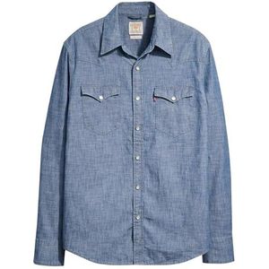 Levi's Barstow Western Standard Woven Shirts voor heren, Grant Mid Blue Chamb, S