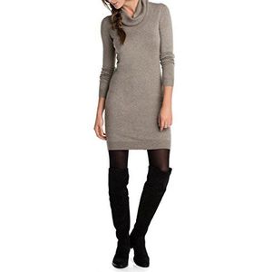 ESPRIT Gebreide damesjurk met rolkraag, beige (zilver taupe melange 230)., XL