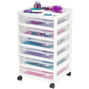 IRIS USA, Inc. 6-Case Scrapbook Cart met Organizer Top, Wit