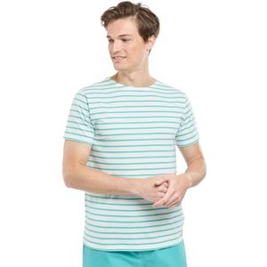 Armor Lux Marinier Korte Mouwen Ronde Hals Lichtgewicht Katoen Heritage, Milk/Laguna, S