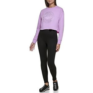 DKNY Sport Dames Metallic Medallion Logo Cropped Pullover Sweater, Tulle, Small, Tulle, S