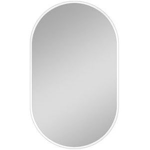 Talos Design spiegel, ovaal, wit, 45 x 75 cm, geschikt voor vochtige ruimtes, voor je badkamer, wandspiegel voor je garderobe, met hoogwaardig aluminium frame