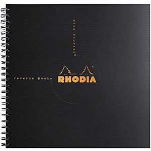 RHODIA 119960C - Spiraalnotitieboek (volledige binding) Reverse Book zwart - 21 x 21 cm - kleine ruitjes - 160 afneembare pagina's - Clairefontaine papier 90 g/m² - omslag van polypropyleen -