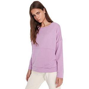 Trendyol Dames Ronde Hals Plain Regular Sweater, Lila, S, Lila, S