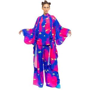 CHAOUICHE Kimono, bedrukt met vogels, maat XL, dames, vogelprint, XL