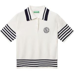 United Colors of Benetton Poloshirt met lange mouwen voor dames, Wit, M
