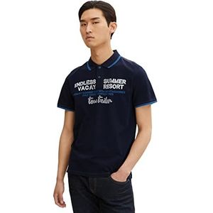 TOM TAILOR Uomini Piqué poloshirt met print 1032415, 10668 - Sky Captain Blue, XS