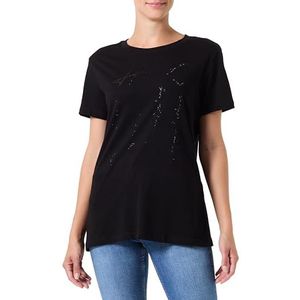 Armani Exchange Dames katoen, regular fit, studded logo print T-shirt, zwart, XS