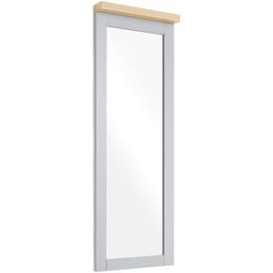 Meerveil Wandspiegel over volledige lengte, rechthoekige spiegel voor dressing met plank, houten moderne stijl, voor hal hal, woonkamer, slaapkamer, b38 x h109 x d6 cm, grijs