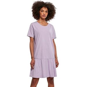 Urban Classics Damesjurk Valance Tee Dress, T-shirtjurk voor vrouwen met volant aanzet op de rok in vele kleuren verkrijgbaar, maten XS - 5XL, lila (lilac), M