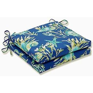 Pillow Perfect zitkussen, voor binnen en buiten, pacific, vierkant, 2 stuks