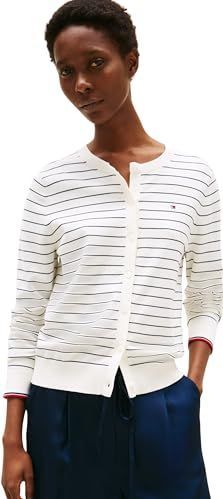 Tommy Hilfiger Trui voor dames, Wit (Ivoorzijde/Dark Night Navy Stp Gs), XXS