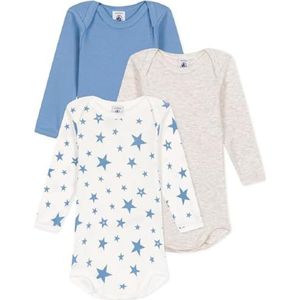 Petit Bateau Uniseks baby body's met lange mouwen (3 stuks), variant 1, 6 Maanden