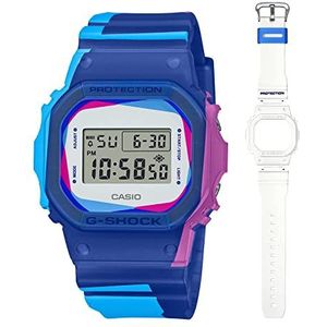 Casio Heren digitaal quartz horloge met plastic band DWE-5600PR-2ER, Blauw, riem
