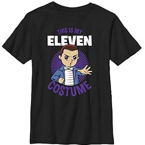 Stranger Things Eleven kostuum T-shirt voor kinderen, zwart, L, zwart, One size