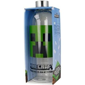 Minecraft Herbruikbare borosilicaatglazen waterfles, 1030 ml, glazen waterfles met luchtdichte stop