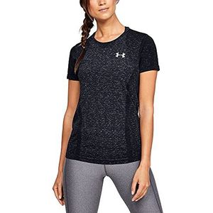 Under Armour Dames Vanish Naadloze Shortsleeve SpaceDye Shirt met korte mouwen - Zwart/Pitch Grijs/Metallic Zilver (001), Medium