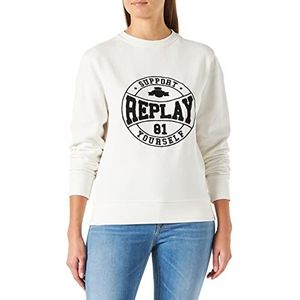 Replay Dames W3709 Sweatshirt, 011 Natural White, XL