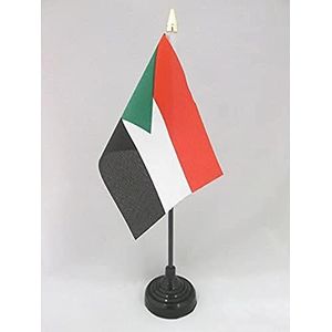 Soedanese Tafelvlag 15x10 cm - Soedanese Desk Vlag 15 x 10 cm - gouden speerblad - AZ FLAG