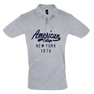 AMERICAN COLLEGE USA Uniseks poloshirt voor jongens en meisjes, grijs, 6 Jaar
