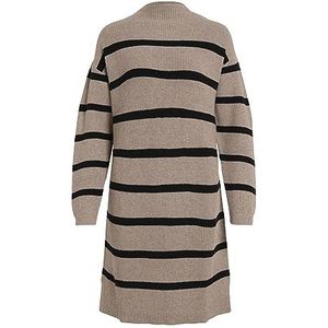 Viril L/S Mockneck Knit Dress/Ln, Medium Grey Melange/Stripes: zwart, S
