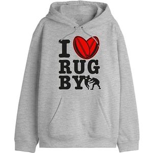 Republic Of California I Love Rugby UXREPCZSW027 Sweatshirt voor heren, grijs gemêleerd, maat XXL, Grijs Melange, S