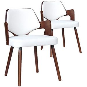 Menzzo Dima Scandinavische stoelen, hout, 2 stuks 51 x 51 x 72 cm Wit.