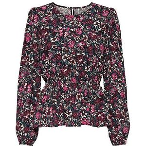 ONLY Onlgaia LS Top CS NN blouse voor dames, ronde hals, roze flambé/ap: bloem, XS