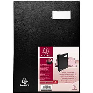 Exacompta - Ref. 24211E - 1 Handtekenmap directie - linnen rug - etikethouder - plastic omslag - 20 vakken in roze karton met 3 perforaties - afmeting 24x32 cm - Kleur: zwarte