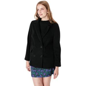 Trendyol Dames reverskraag effen normale blazer jas, zwart, 38, Zwart, 64