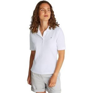 Tommy Hilfiger Dames 1985 REG Pique Polo SS WW0WW43224 S/S Polo, ecru, XXS, Wit (Ecru), XXS