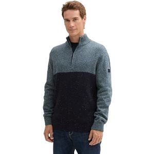 TOM TAILOR heren trui, 37028 - Blue Navy Nep Colorblock, S