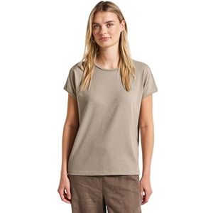 Street One - Dames Shirt - Beige - Glitterstrepen