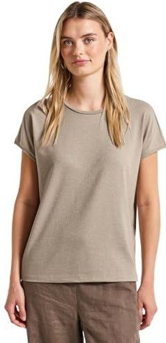 Street One - Dames Shirt - Beige - Glitterstrepen