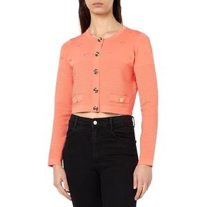 Pinko Dames kersenboom jas strepen Jacquard Logo Birds Blazer, P77_verse zalm, XL, P77_verse zalm, XL