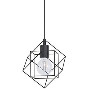 EGLO Straiton Hanglamp, 1 lichtpunten, vintage, industrieel, modern, stalen hanglamp in zwart, eettafellamp, woonkamerlamp met E27-fitting, lengte: 24