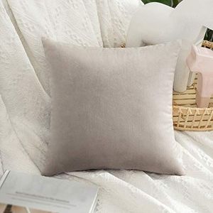 MIULEE Fluweelzachte decoratieve vierkante kussensloop voor woonkamer, bank, slaapkamer, met onzichtbare rits, 30 x 30 cm, 1 stuk, lichtbruin (Sky Heart Wood)