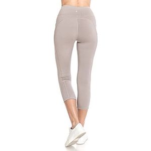 Leggings Depot Sportlegging met hoge taille voor dames, yogabroek met zak voor buikcontrole, lichtgrijs, S