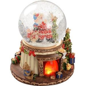 WeRChristmas - Muziek-sneeuwbol verlicht 19 cm, met kerstmotief en open haard