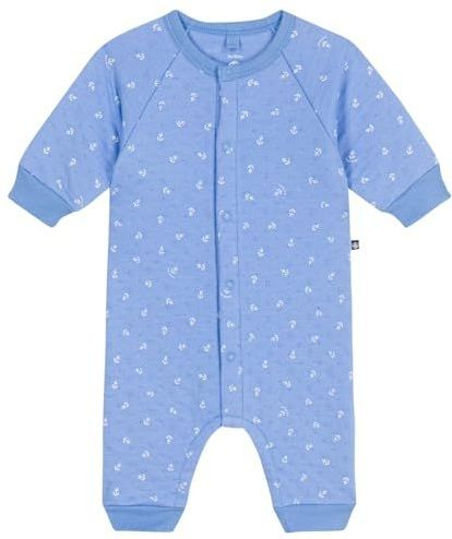 PETIT BATEAU - Lange Baby-Overall - Blauw - Gewatteerd Tubic