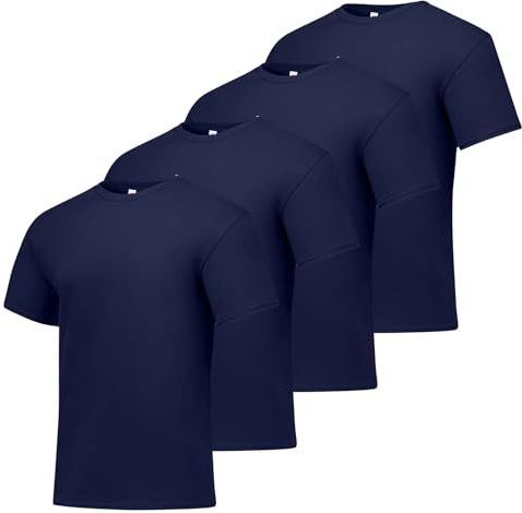 Hanes - Herenhemd - Navy Blauw - Set van 4 T-shirts