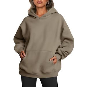 Trendy Queen Womens Oversized Hoodies Fleece Sweatshirts Herfst Mode 2025 Trui Truien Winter Kleding, Lichte koffie, M