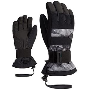 Ziener MANU Snowboard-handschoenen voor kinderen, wintersport, waterdicht, ademend, Protector, Grey Mountain Print, XS