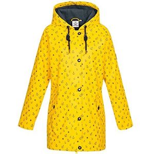 Ankerglut Friesennerz regenjas voor dames, met capuchon, gevoerd, waterdicht, weerbestendig, overgangsjas #ankerglutwolke regenjas, geel, 50