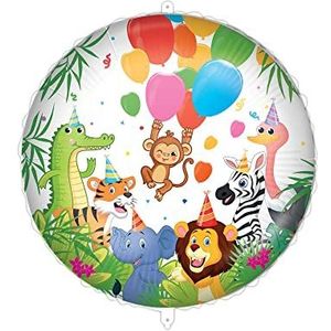 Procos 94177 94177 folieballon Jungle Balloons, 1 stuk met motief, grootte 46 cm, verjaardag, themafeest, jungle, ballonnen, meerkleurig