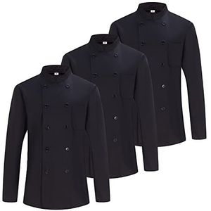 MISEMIYA - Set van 3 eenheden -heren koksjas - heren koksjas - Hospitality Uniform - Ref.842, zwart, 4XL