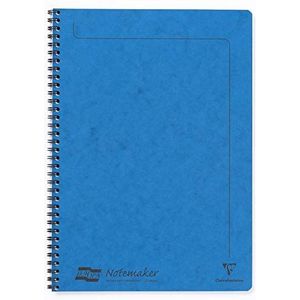 Clairefontaine 4865Z - Een spiraal Schrift Notemakers Europa in blauw - A4 21x29,7 cm - 120 uitneembare pagina's met lijnen - Wit papier van 90 g - Glanzende cover