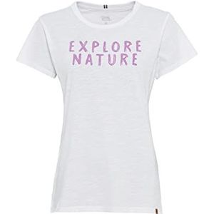 camel active T-shirt met korte mouwen voor dames met opdruk, wit, S