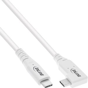 InLine® USB4-kabel, USB-C, eenzijdig gehoekt, PD 240W, 8K60Hz, TPE wit, 1,5m
